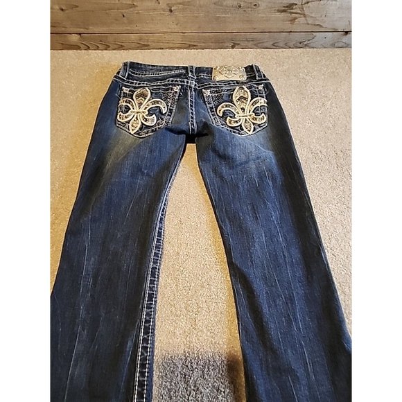Miss Me Womens Signature Boot Jeans Size 27x31 Western Embellished Heavy Stitch - Picture 7 of 14